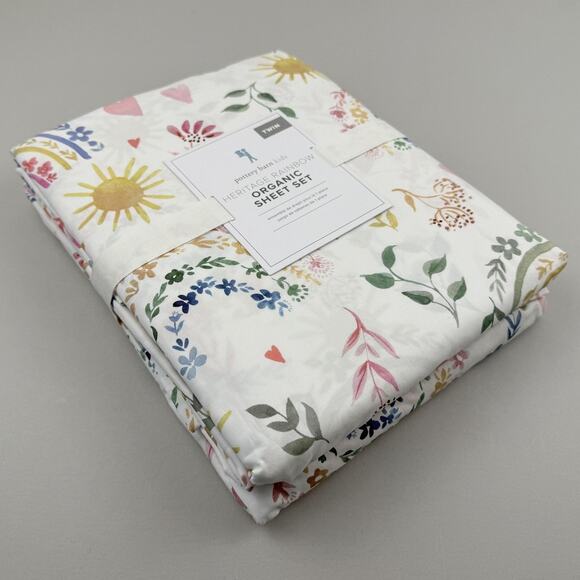 Pottery Barn Kids Heritage Rainbow Sheet Set TWIN Organic Cotton Floral Pattern - Picture 6 of 7